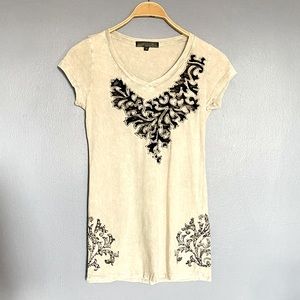 Floral Lace V Neck Tee